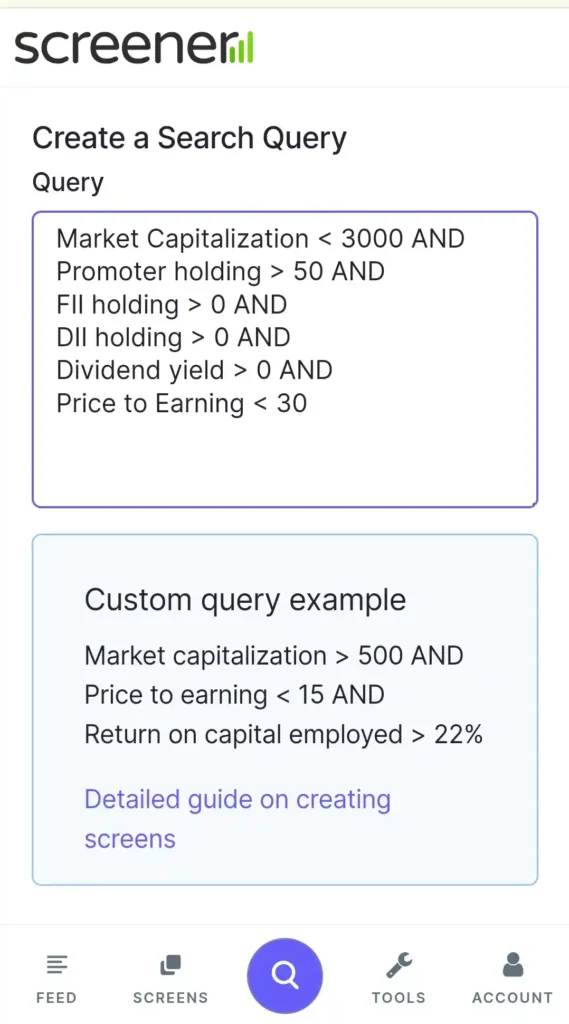 Screener quary