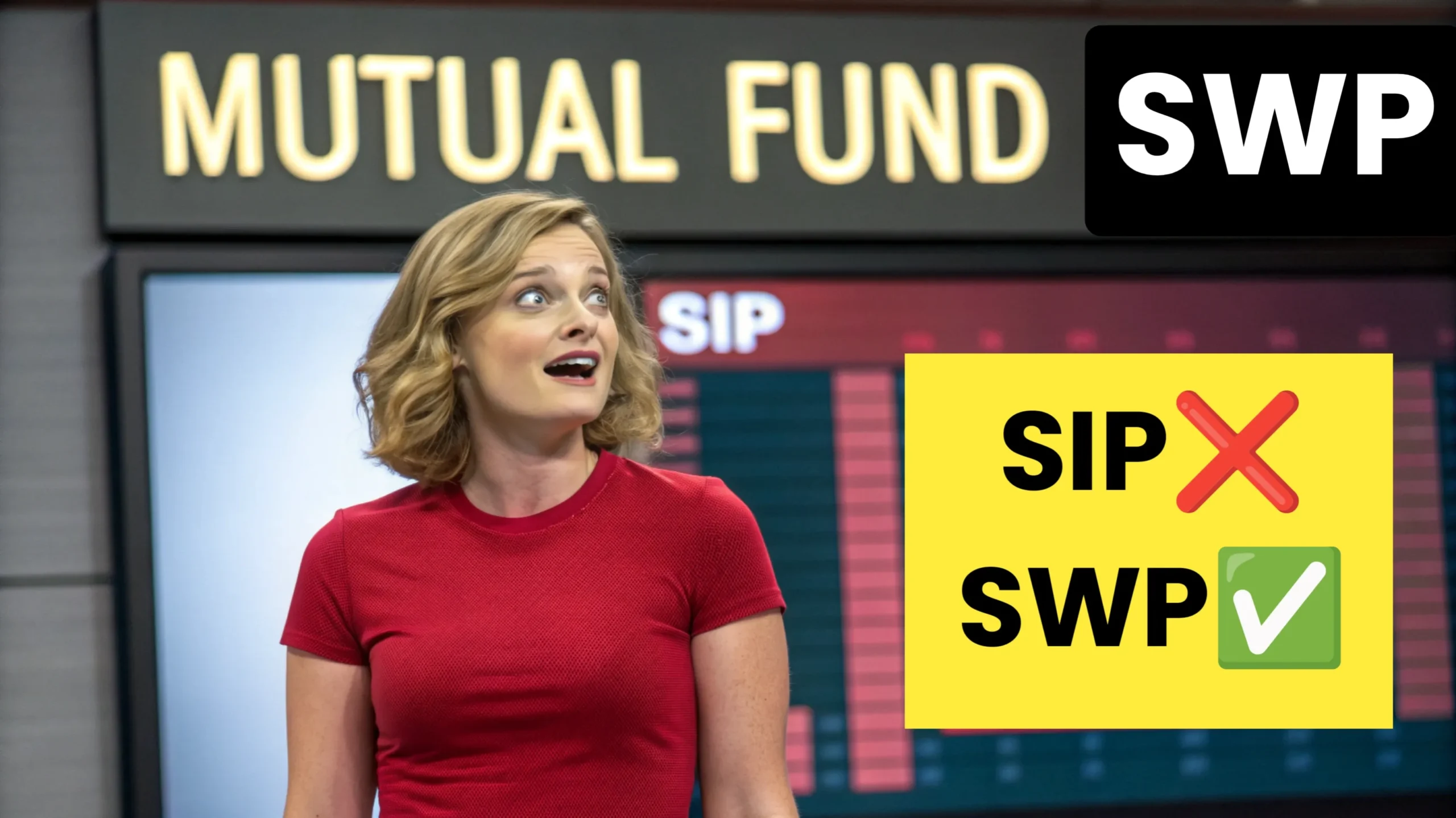 Mutual Fund SWP, Woman with red tshirt