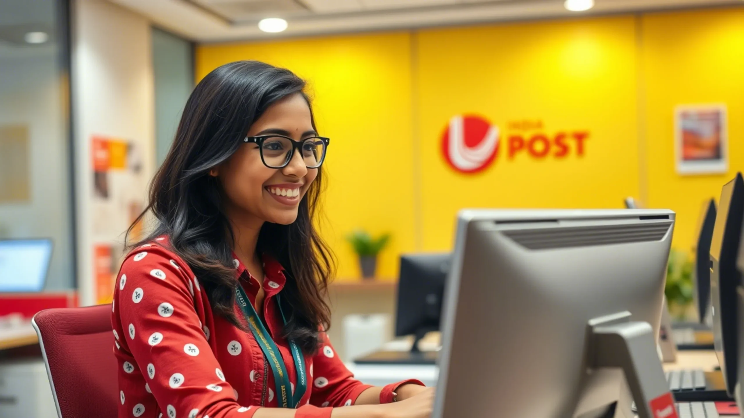 a woman and other customers in India Post Payments Bank