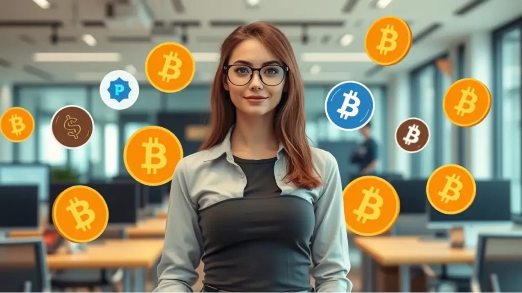 Smart woman, many Crypto Coins