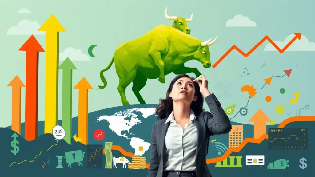 Stock Market charts, confuse woman