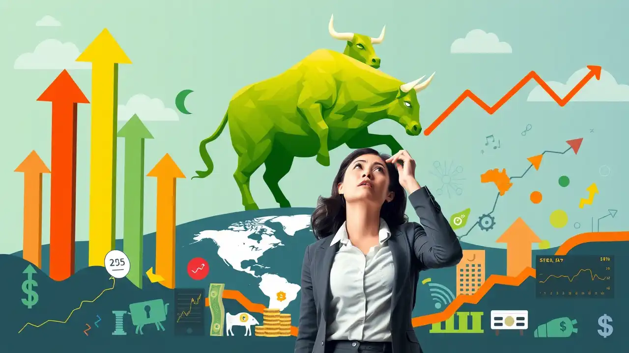 Stock Market chart, woman confusion