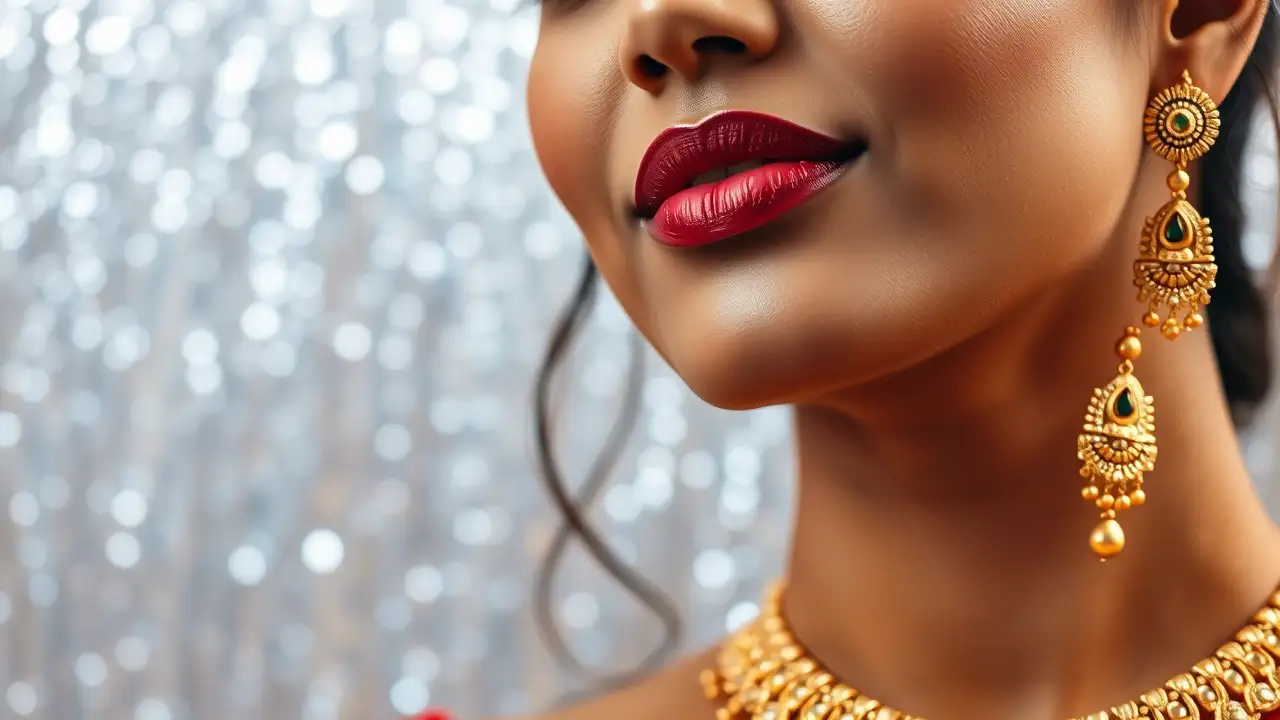 Gold jewellery wearing indian modern woman