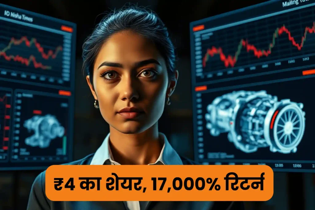 Woman with share charts in background