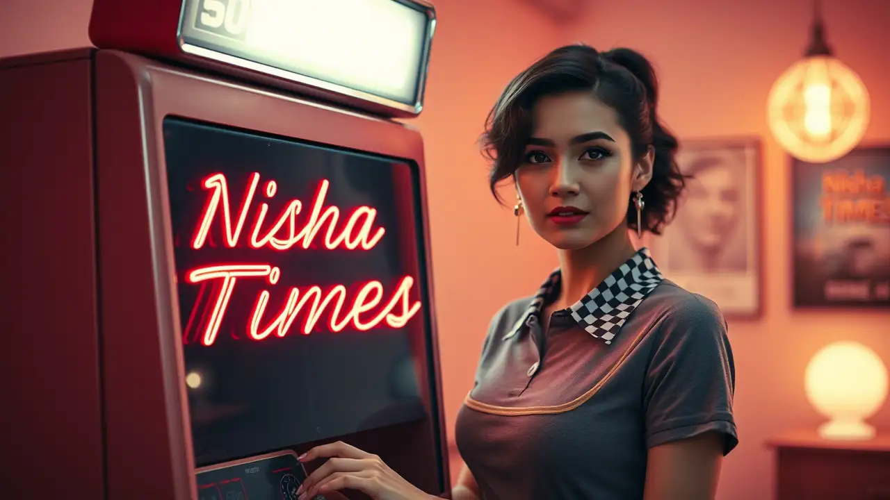 Woman and "Nisha Times" Slogan