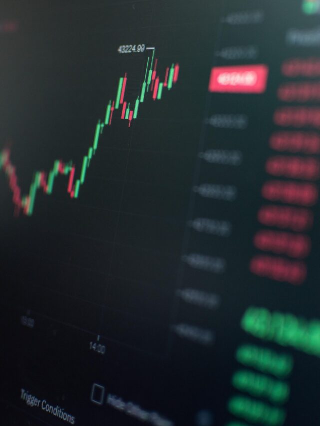 Close-up of a fluctuating cryptocurrency market chart showing stock prices on a digital screen.