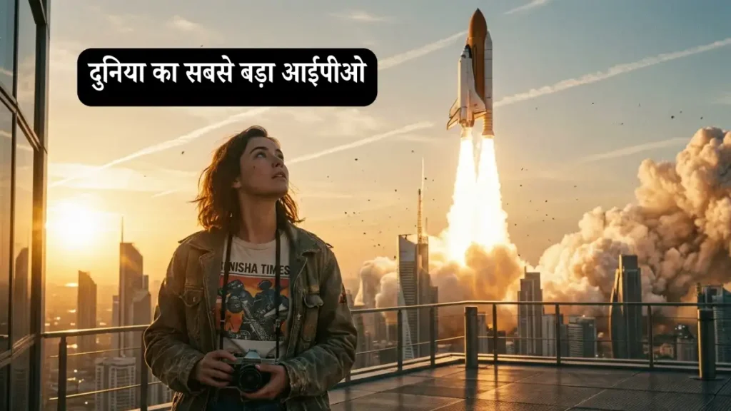 A beutiful Woman looking at a sky, SpaceX Rocket launch in background,