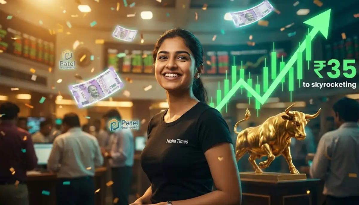 Woman smile, smallcap company stock news, big bull, Candle chart
