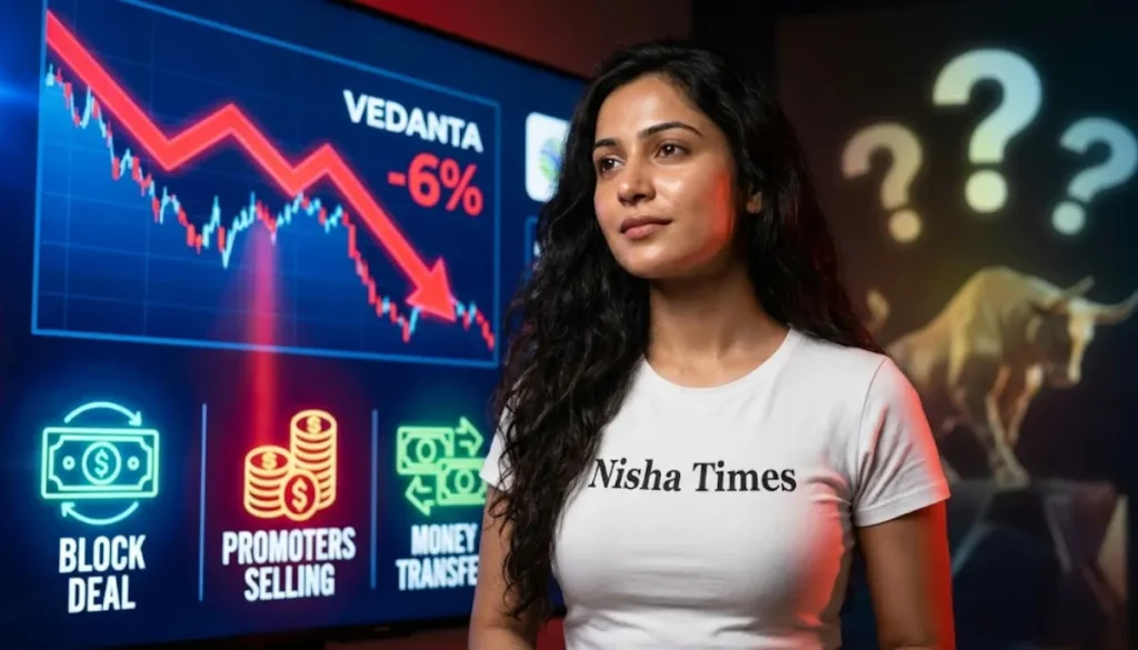 Block Deal news, and beutiful woman having 'Nisha Times' text on tshirt